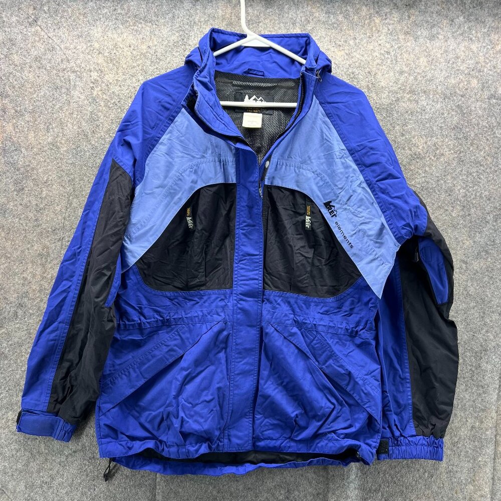 Rei Jacket Women Medium Ladies Blue Black Full Zip Hooded Nylon Snowboarding Ski